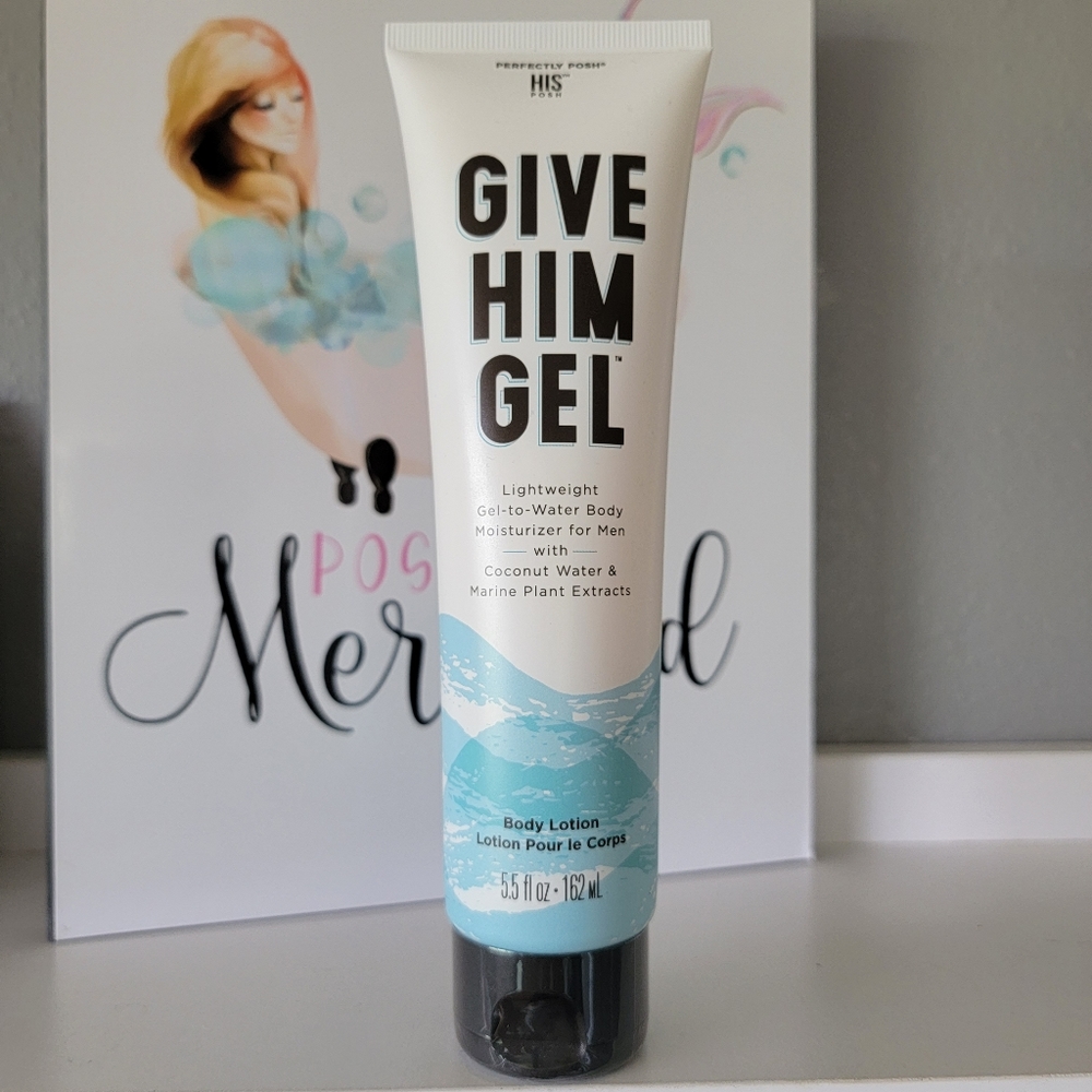 Give him gel body lotion by perfectly posh